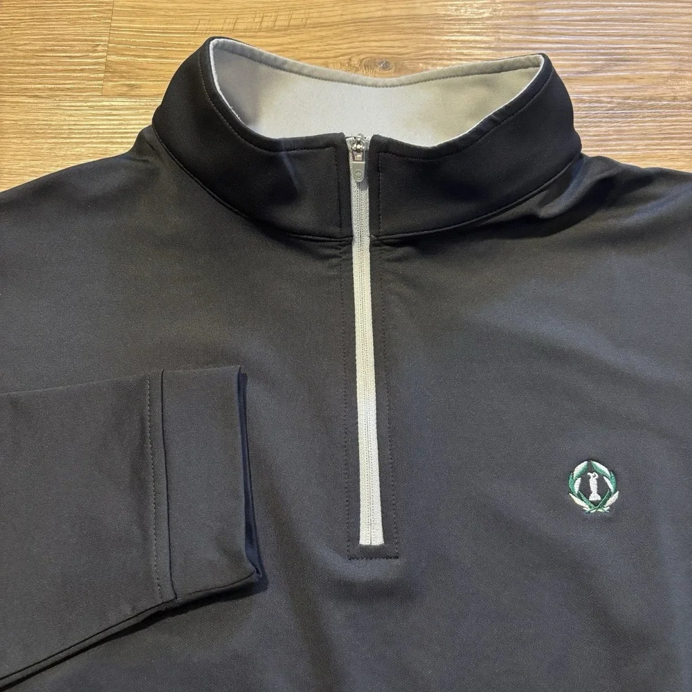 Peter Millar Crown Sport Perth 1/4 Zip Pullover Men's L Black Muirfield Village